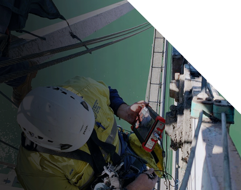 Non destructive testing via rope access